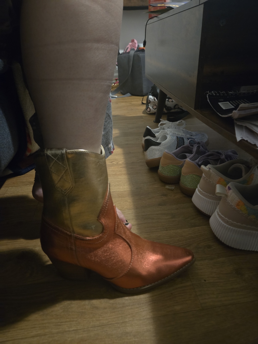 Coconuts by Matisse Metallic Copper and Gold Western Ankle Boots